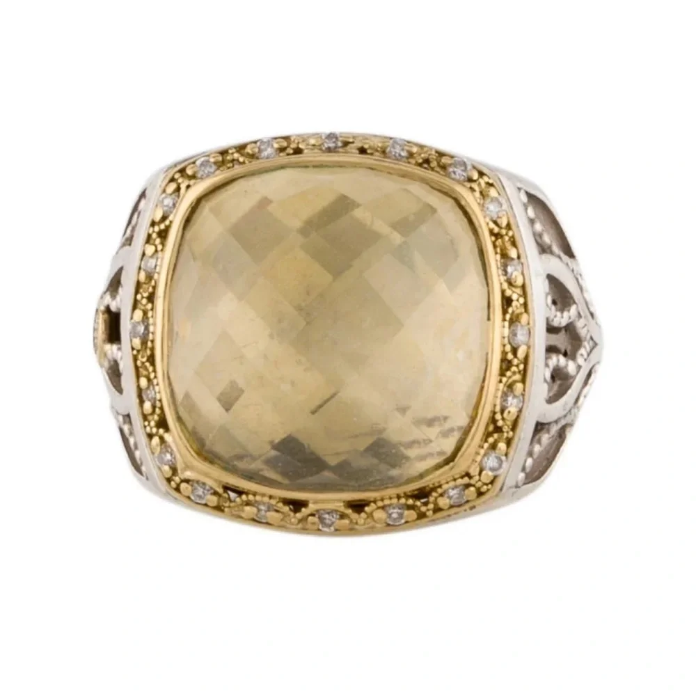 Tacori Diamond Quartz sterling silver 18k gold ring